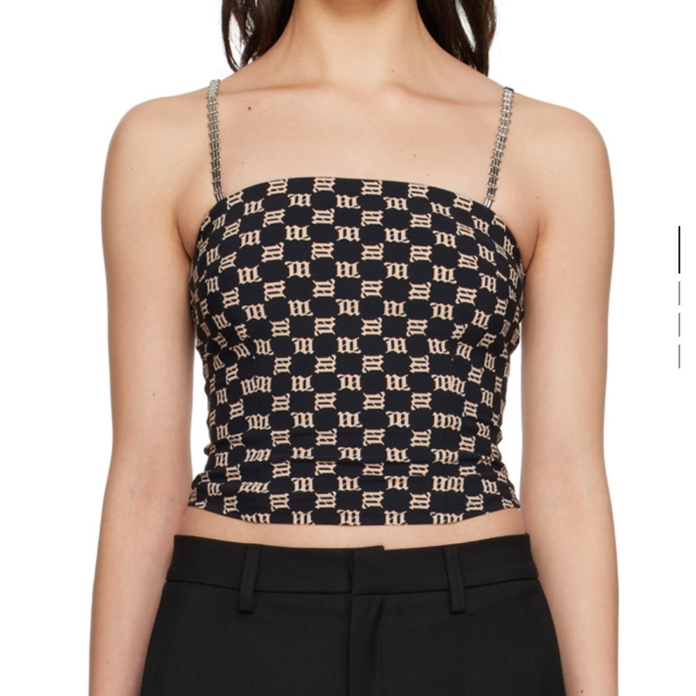 MISBHV Signature Black and Silver Graphic Crop Tank Top